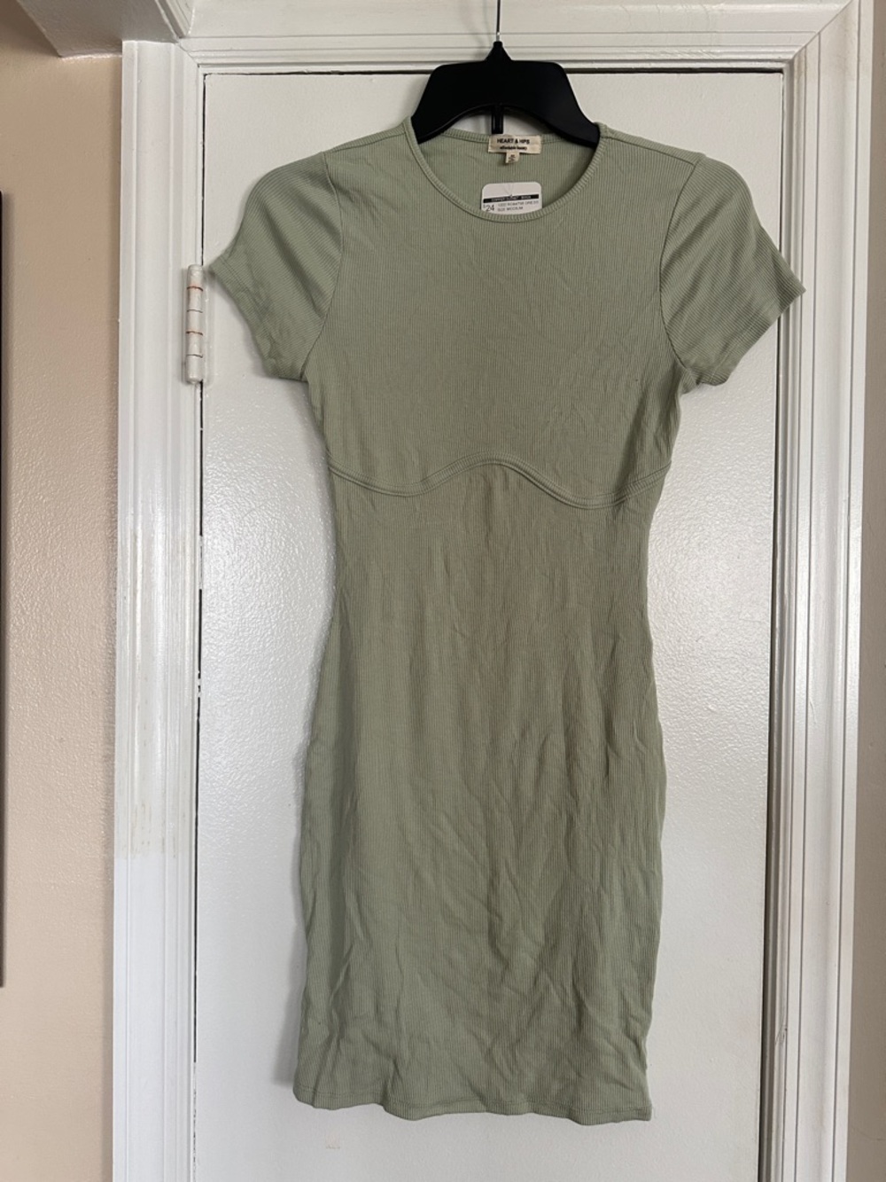 Heart & Hips Sage Green Ribbed Mini Dress